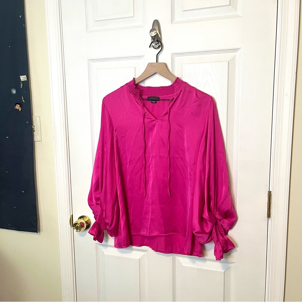 ✧･ﾟhot pink peasant blouse